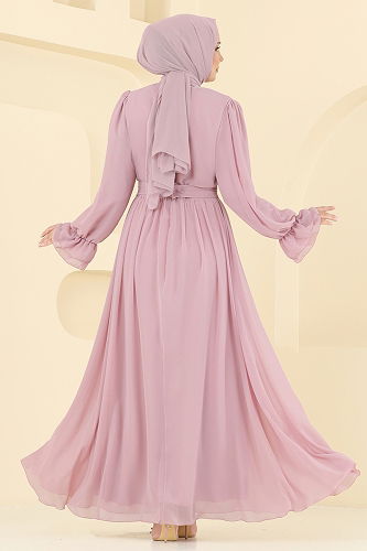 moda selvim Evening Dress 5706EDF311 Powder - Thumbnail