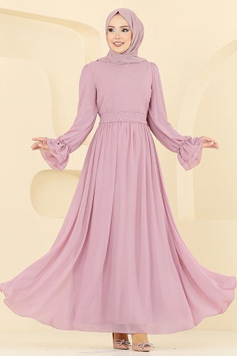 moda selvim Evening Dress 5706EDF311 Powder - Thumbnail