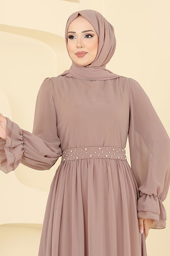 moda selvim فستان سهرة بيج 5706EDF311 - Thumbnail