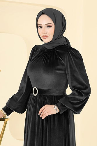 moda selvim فستان سهرة أسود 5708EDF311 - Thumbnail