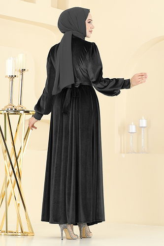 moda selvim فستان سهرة أسود 5708EDF311 - Thumbnail