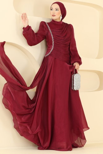 D.M.N.K. - Evening Dress 5709DMNK1166 Burgundy
