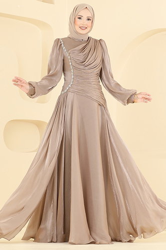 moda selvim Evening Dress 5709DMNK1166 Dark Vision - Thumbnail