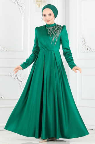 moda selvim EVENING DRESS 5725AB368 Emerald - Thumbnail