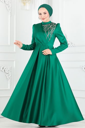 moda selvim EVENING DRESS 5725AB368 Emerald - Thumbnail