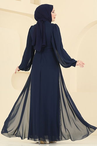 moda selvim فستان سهرة كحلي 5725EDF311 - Thumbnail