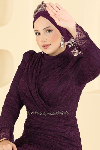 moda selvim فستان سهرة توتي 5726DMNK1166 - Thumbnail