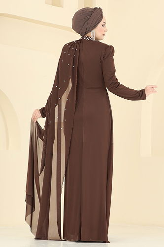 moda selvim فستان سهرة بني 5736EDF311 - Thumbnail