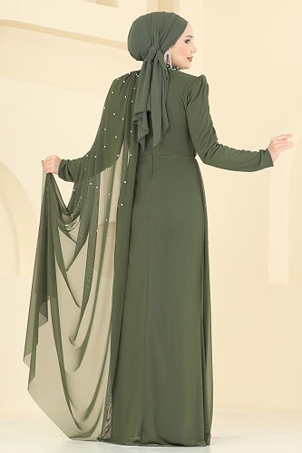 moda selvim فستان سهرة اخضر عفني 5736EDF311 - Thumbnail