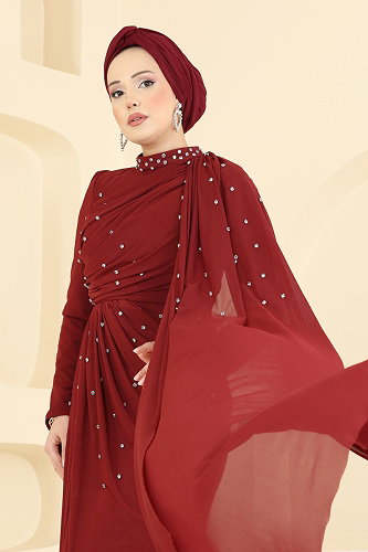 moda selvim فستان سهرة خمري 5736EDF311 - Thumbnail