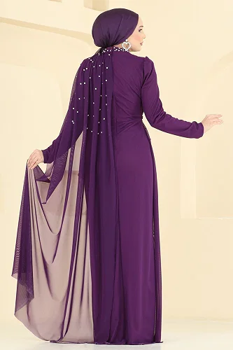 moda selvim فستان سهرة أرجواني 5736EDF311 - Thumbnail