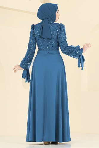 moda selvim فستان سهرة ازرق 5748EDF311 - Thumbnail