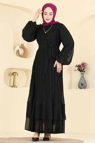 moda selvim فستان سهرة أسود 5751EDF311 - Thumbnail