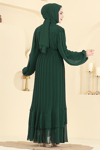 moda selvim فستان سهرة زيتي 5751EDF311 - Thumbnail