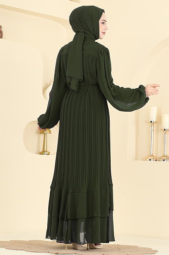 moda selvim فستان سهرة اخضر عفني 5751EDF311 - Thumbnail