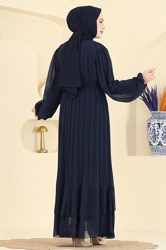 moda selvim Evening Dress 5751EDF311 Navy Blue - Thumbnail