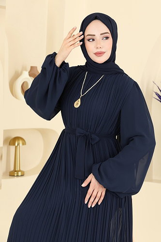 moda selvim فستان سهرة كحلي 5751EDF311 - Thumbnail