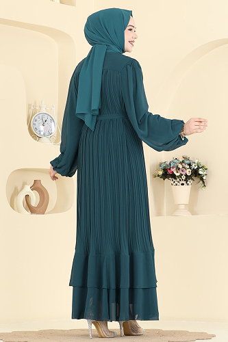 moda selvim Evening Dress 5751EDF311 Petroleum - Thumbnail