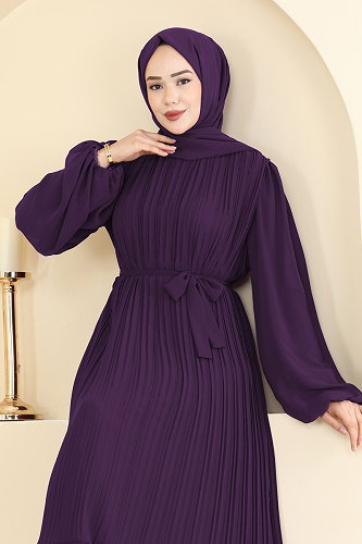 moda selvim فستان سهرة أرجواني 5751EDF311 - Thumbnail