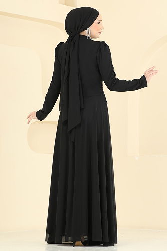 moda selvim فستان سهرة أسود 5755EDF311 - Thumbnail