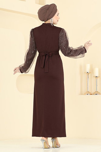 moda selvim فستان سهرة بني 5760EDF311 - Thumbnail
