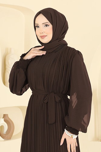 moda selvim فستان سهرة بني 5770EDF311 - Thumbnail