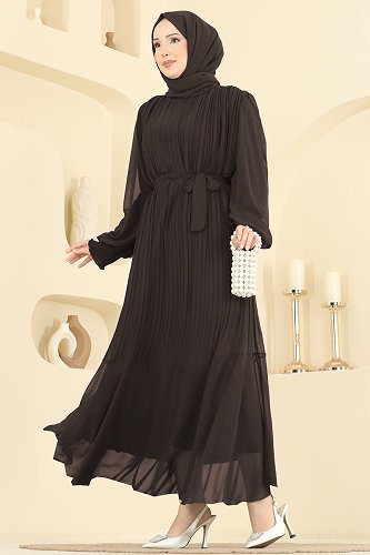 moda selvim فستان سهرة بني غامق 5770EDF311 - Thumbnail
