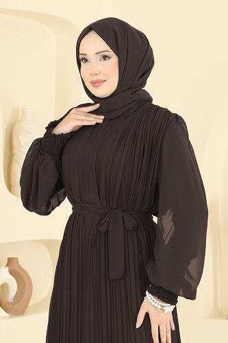 moda selvim فستان سهرة بني غامق 5770EDF311 - Thumbnail