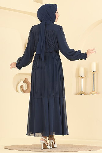 moda selvim Evening Dress 5770EDF311 Navy Blue - Thumbnail