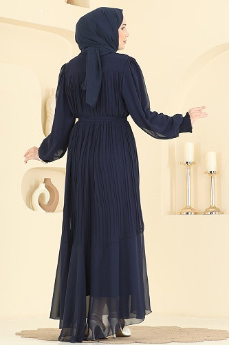 moda selvim فستان سهرة كحلي 5770EDF311 - Thumbnail