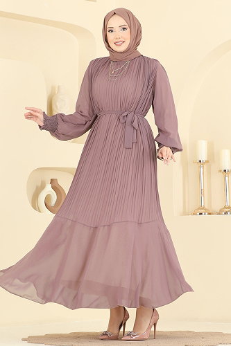 moda selvim فستان سهرة بيج وردي 5770EDF311 - Thumbnail