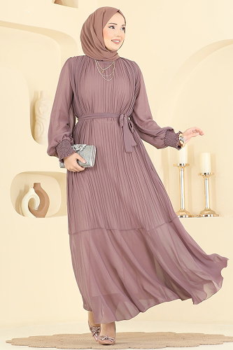 moda selvim فستان سهرة بيج وردي 5770EDF311 - Thumbnail