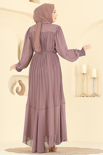 moda selvim فستان سهرة بيج وردي 5770EDF311 - Thumbnail