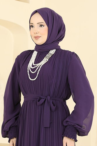 moda selvim فستان سهرة أرجواني 5770EDF311 - Thumbnail
