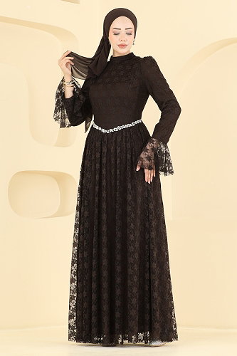 moda selvim فستان سهرة بني 5775EDF311 - Thumbnail
