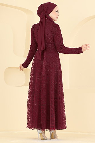 moda selvim فستان سهرة خمري 5776EDF311 - Thumbnail