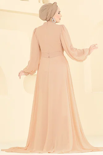 moda selvim Evening Dress 5800EDFK1198 Light Salmon - Thumbnail