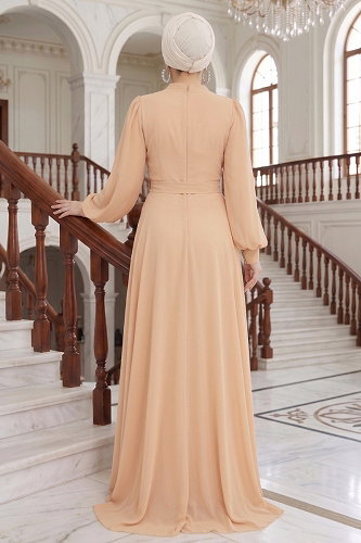 moda selvim فستان سهرة تفاحي فاتح 5800EDFK1198 - Thumbnail