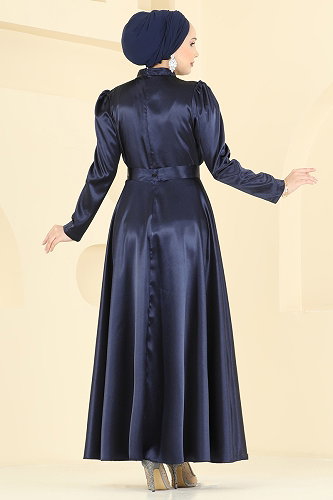 moda selvim Evening Dress 5801EDFK1198 Navy Blue - Thumbnail