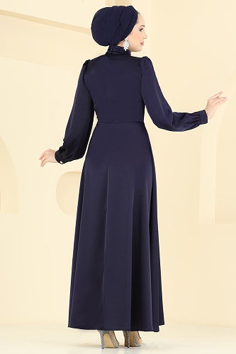 moda selvim فستان سهرة كحلي 5803EDFK1198 - Thumbnail