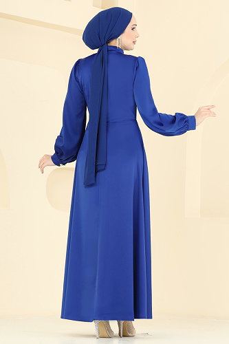 moda selvim Evening Dress 5803EDFK1198 Saxe - Thumbnail