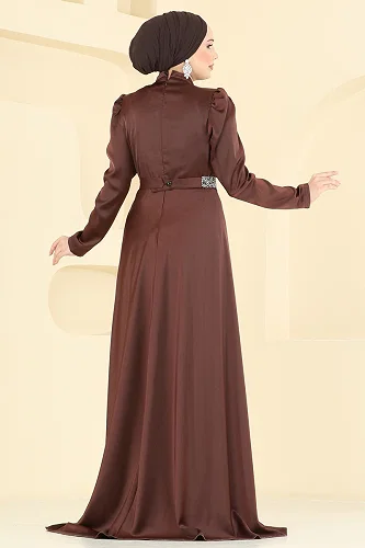 moda selvim Evening Dress 5807EDFK1198 Brown - Thumbnail