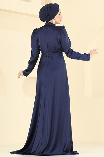 moda selvim فستان سهرة كحلي 5807EDFK1198 - Thumbnail