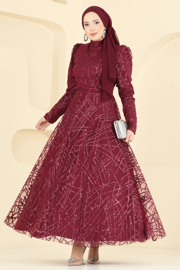 Modaselvim EVENING DRESSES Evening Dress 5811EDFK1198 Burgundy