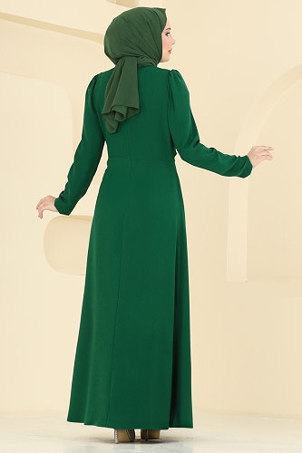 moda selvim Evening Dress 5812EDFK1198 Emerald - Thumbnail