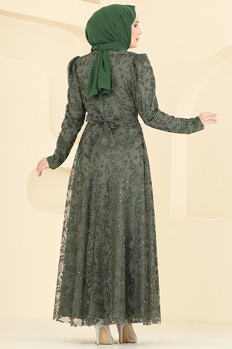 moda selvim Evening Dress 5813EDFK1198 Khaki - Thumbnail