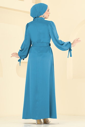 moda selvim Evening Dress 5814EDFK1198 Blue - Thumbnail