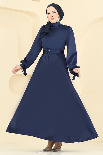 moda selvim فستان سهرة كحلي 5814EDFK1198 - Thumbnail