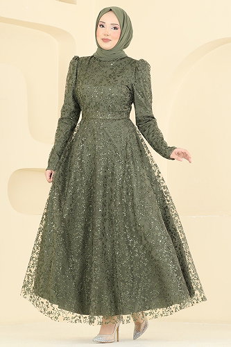 moda selvim Evening Dress 5817EDFK1198 Khaki - Thumbnail