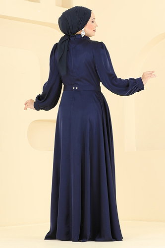 moda selvim Evening Dress 5821EDFK1198 Navy Blue - Thumbnail